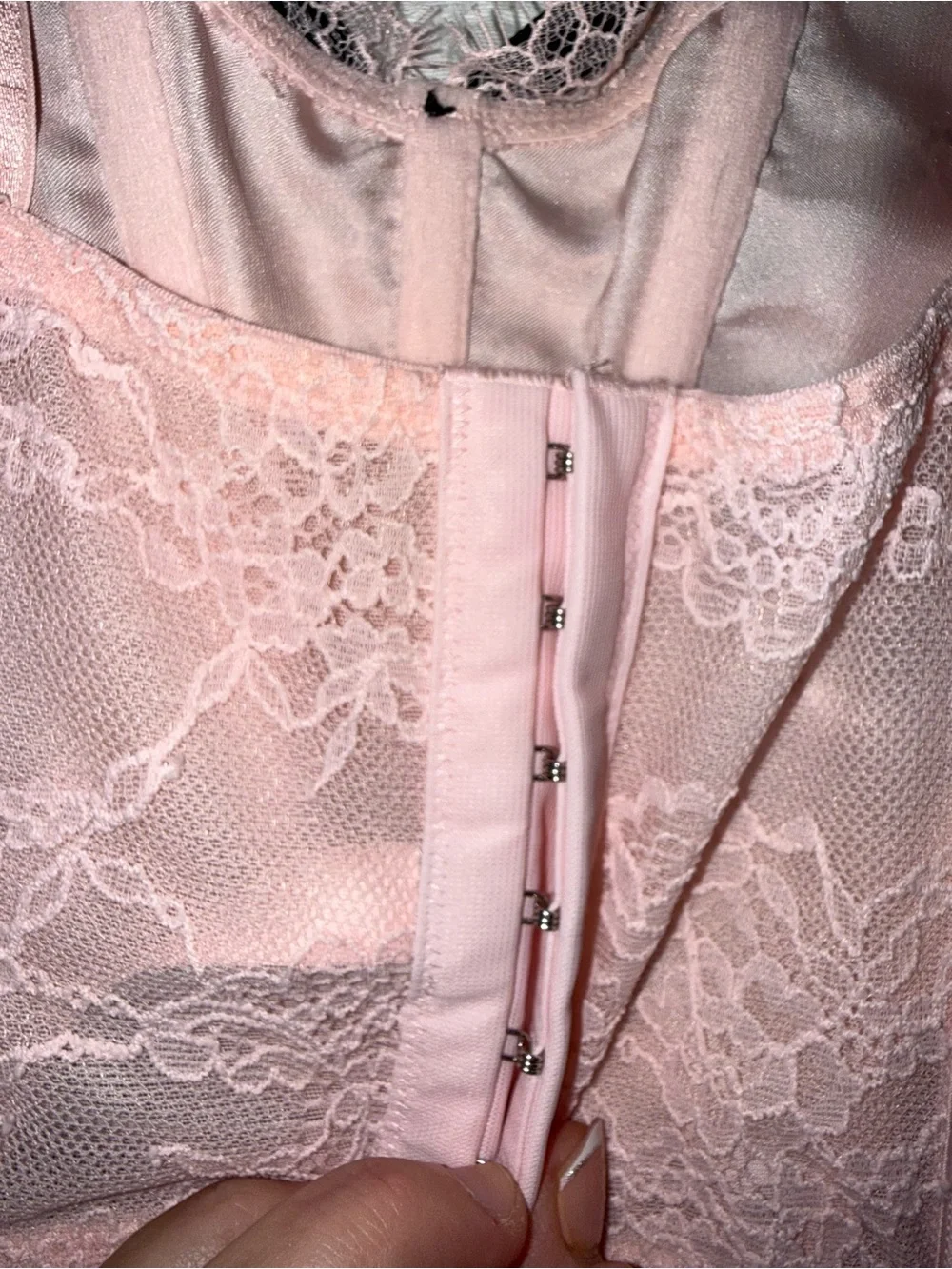 Victoria's Secret black and Pink Lace Corset Bustier size large cute sexy